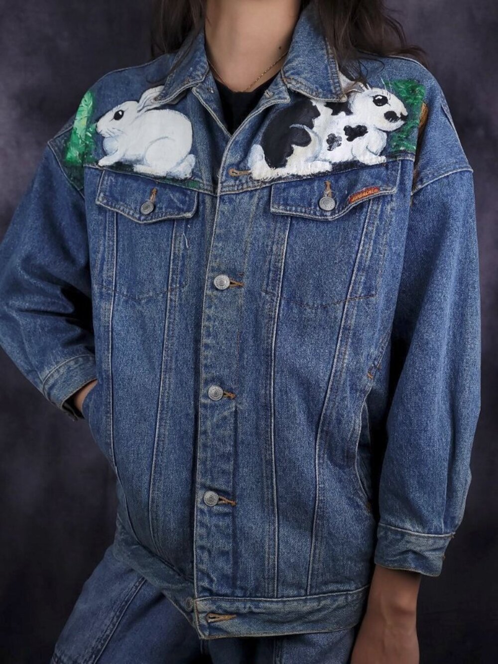Vintage 80s Jordache bunny rabbit cottagecore grandma denim jean jacket
